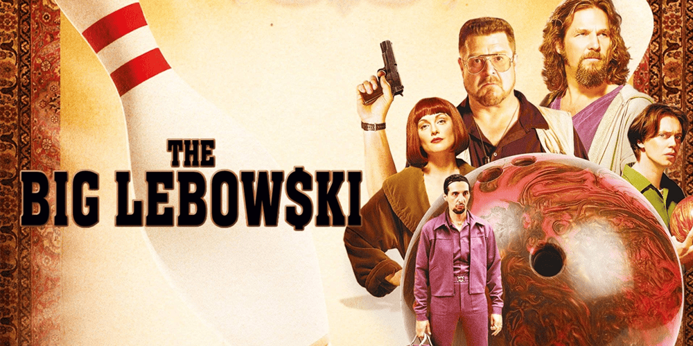 Promotional image for "The Big Lebowski" movie review podcast episode.