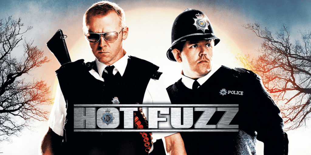 Logo of "3 Guys and a Flick" movie review podcast featuring two police officers.