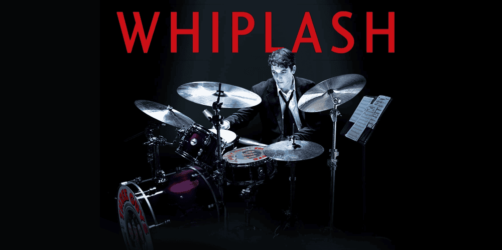 Drummer performing in Whiplash-themed podcast episode for movie reviews.