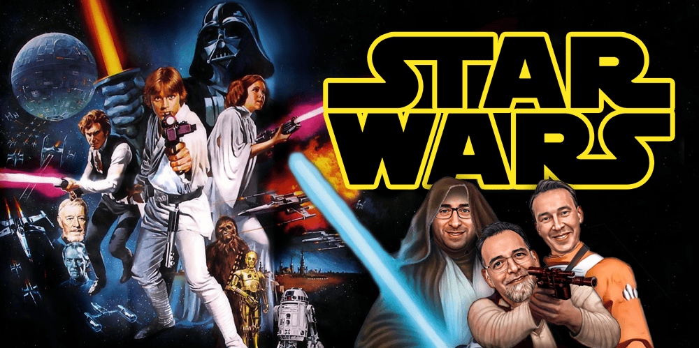 Star Wars themed podcast cover featuring characters and scenes from the iconic saga.