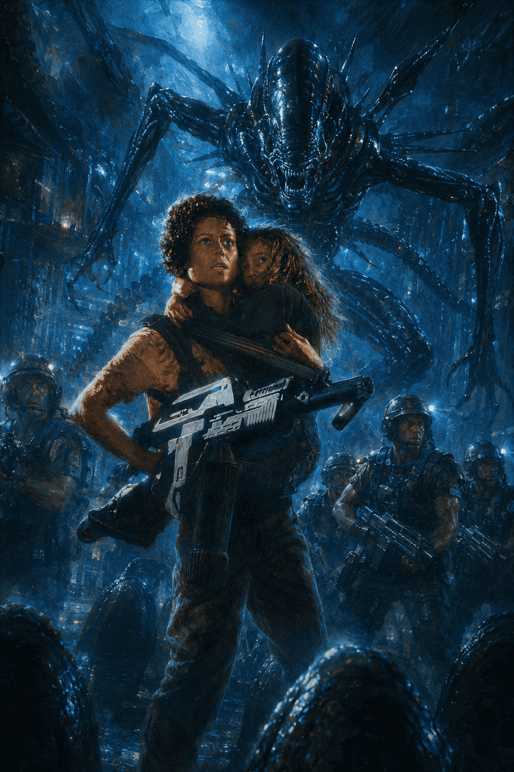 Painted movie illustration inspired by Aliens