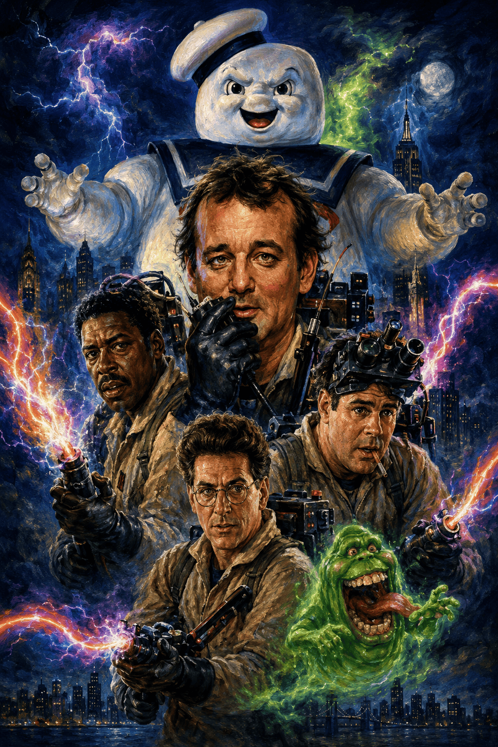 Painted movie illustration inspired by Ghostbusters