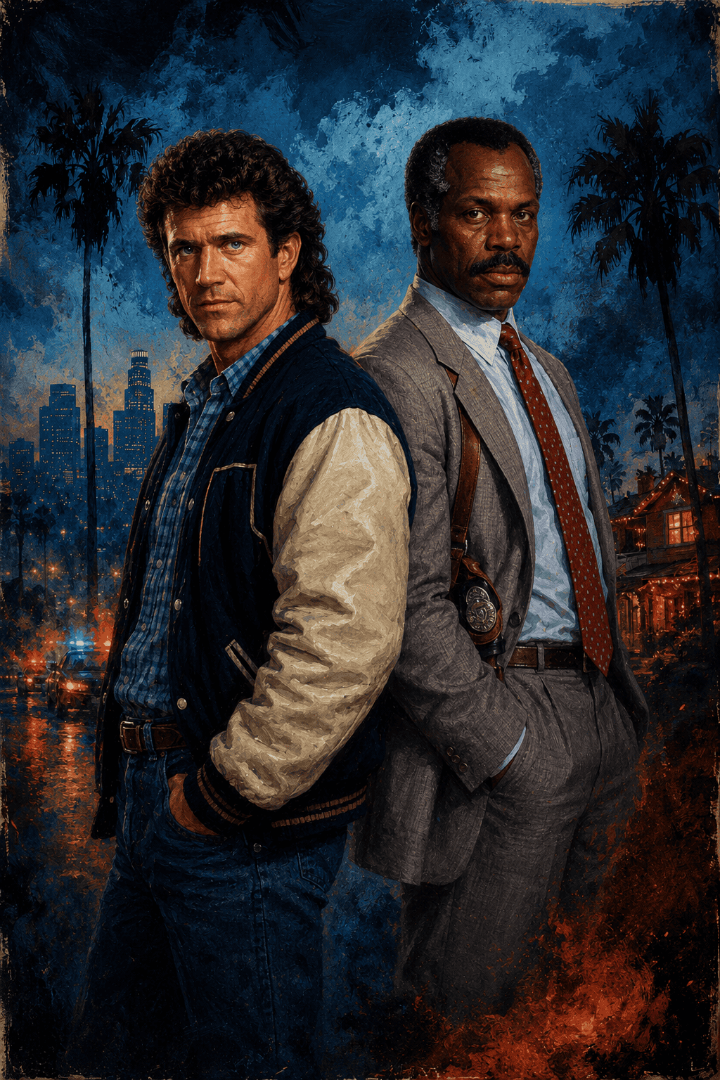 Painted movie illustration inspired by Lethal Weapon