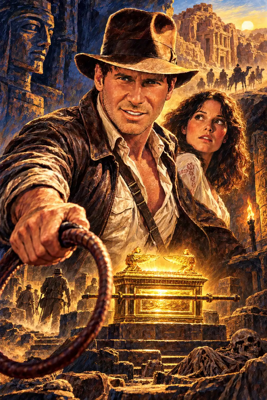 Painted movie illustration inspired by Raiders of the Lost Ark