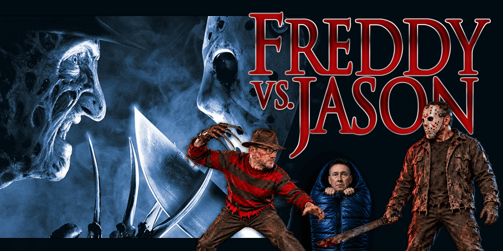 Freddy vs. Jason horror movie poster with iconic characters and title.